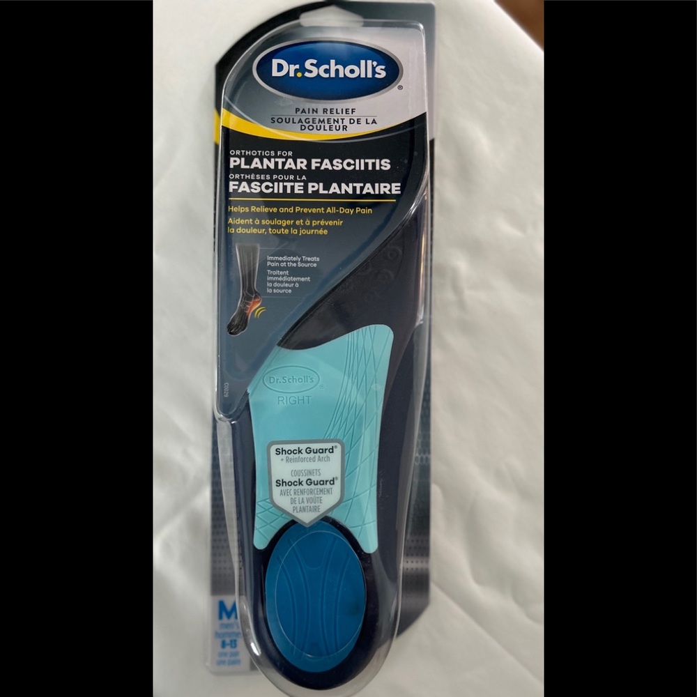 Brand new in package, Men’s Dr Scholl’s Orthotics for Plantar Fasciitis.
